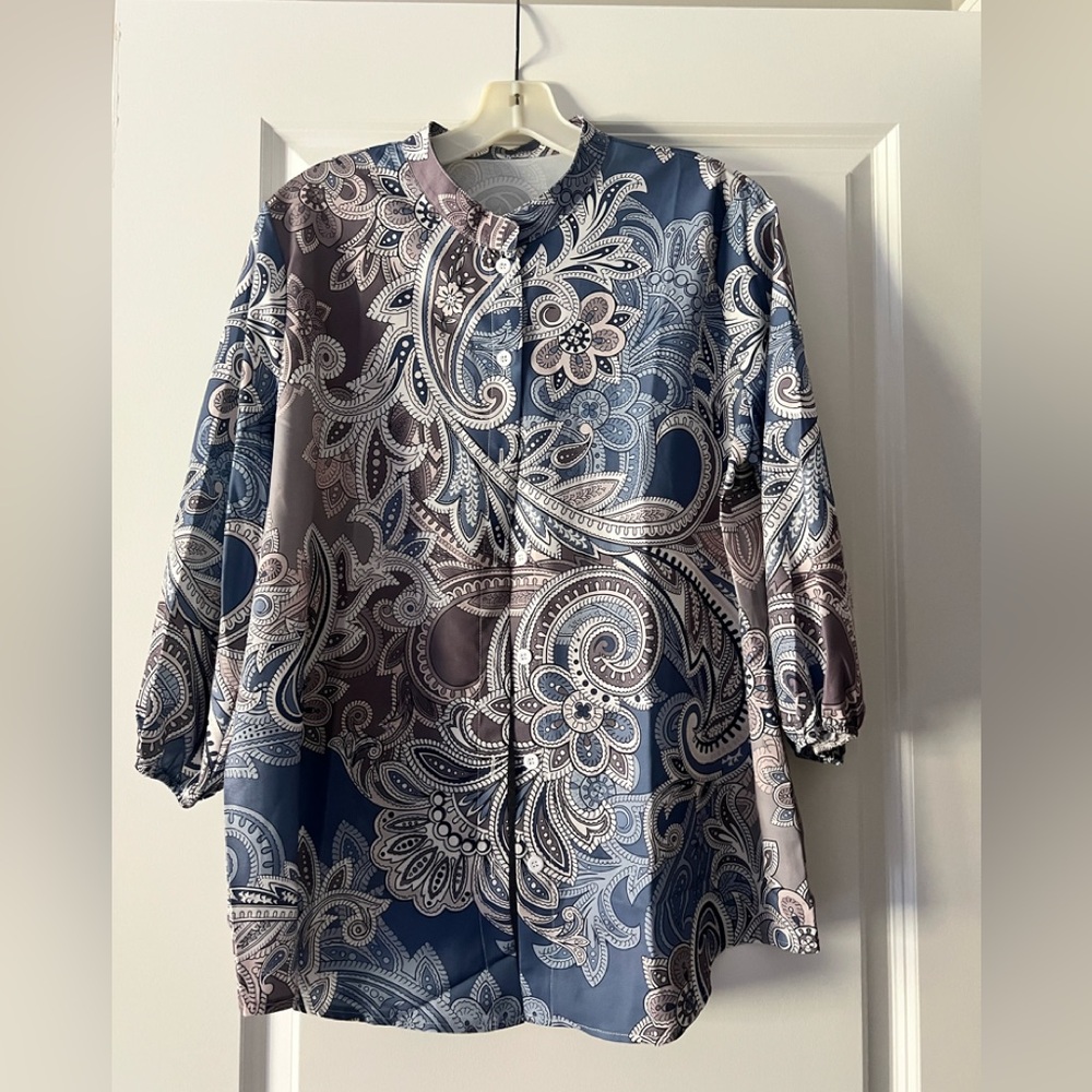 Paisley Button-Up Blouse
